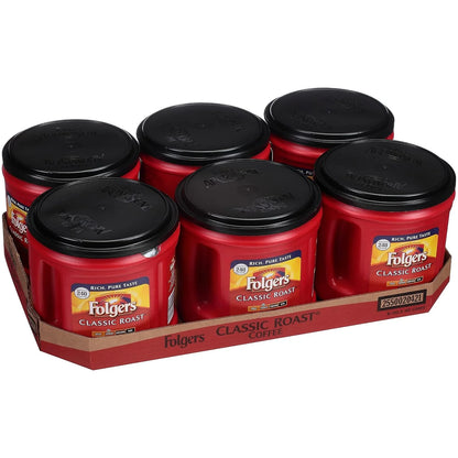 Coffee, Classic Roast, Ground, 30.5 oz Canister, 6/Carton