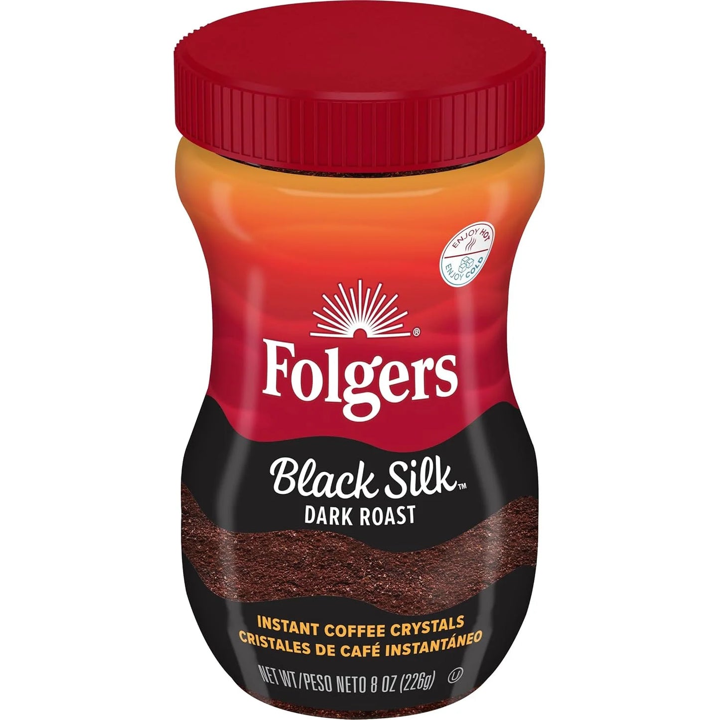 Folgers Black Silk Instant Coffee, Dark Roast, 6 Jars