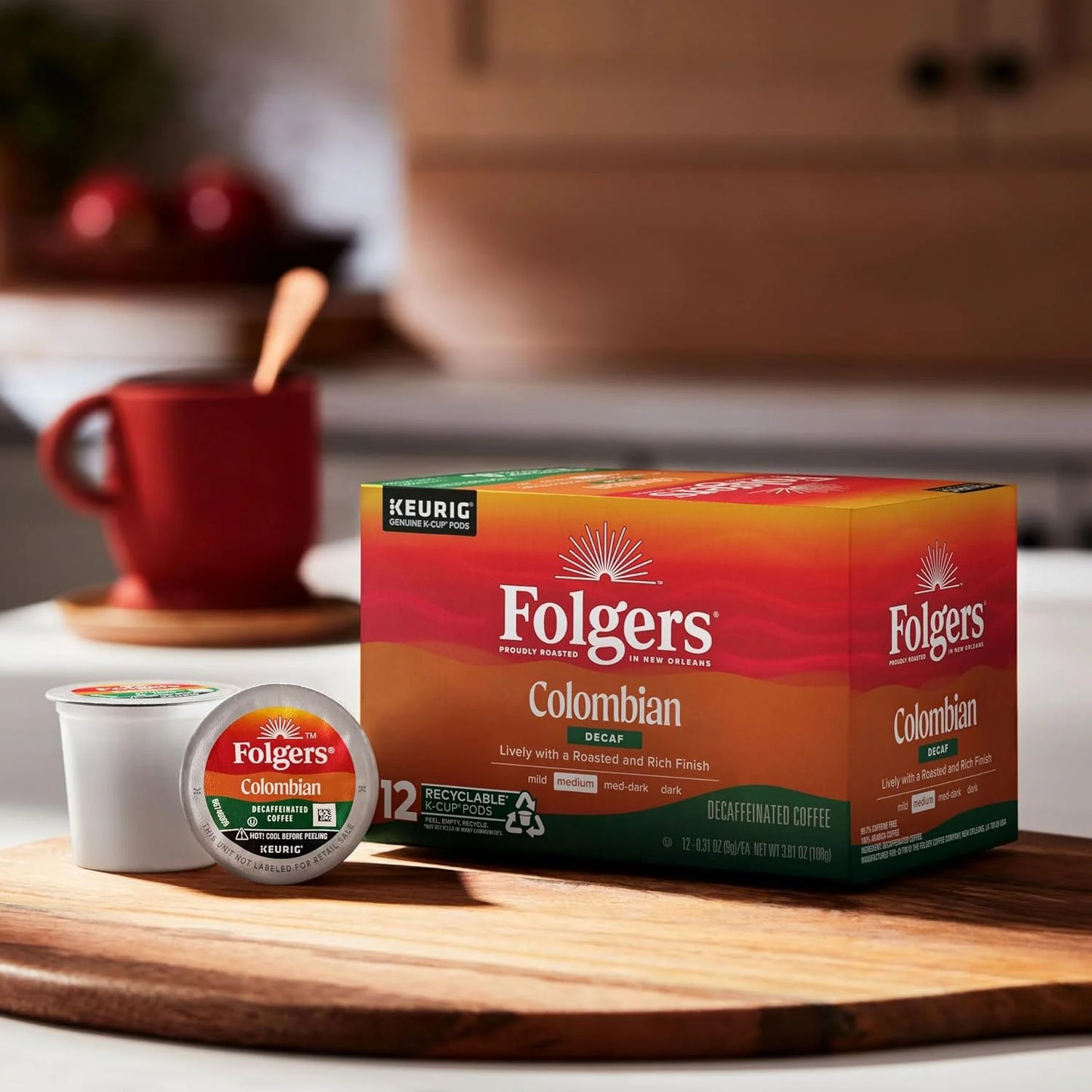 Folgers Colombian Decaf Medium Roast Coffee, 72 Keurig K-Cup Pods