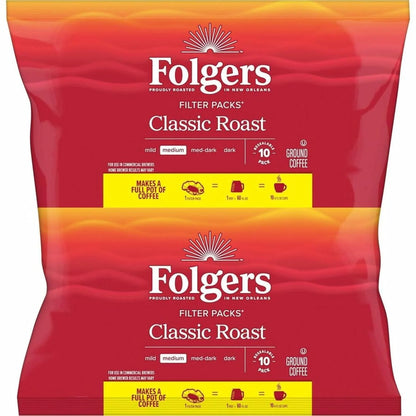 Folgers Classic Roast Coffee Filter Packs, 0.9 Oz, Box Of 40 Packs