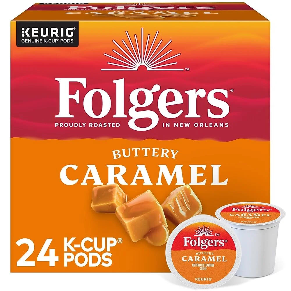 Folgers 6680 Caramel Drizzle Coffee K-Cups, 24/box